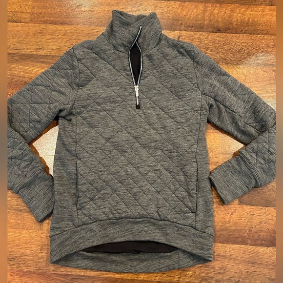 Lululemon Forever Warm Pullover Heather Dark Grey Quilted Size 2 - Picture 1 of 9